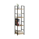 CARLA HOME 4 Tier Bookshelf - Wood Metal Display Shelf - Brown - Rustic - Steel - Living Room Office V178-36411