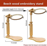 Embroidery Stand Rotating Cross Stitch Holder, Natural Beech Wood Frame with 15cm & 20cm Hoops, V1107-120-56830-WOO-EMBROIDERYSTAND