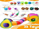 21 Cat Tunnels for Indoor Set,3 In1 Collapsible Cat Tunnel Toy with Cube Tent Toys Combo and 20 V1369-AZ3-W-22169