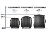 Wanderlite 3 Set Luggage 20-24-28 Inch with Zipper Lock Carry On Hard Shell Travel Suitcase Luggage LUG-ABS-ECO-3SET-BK
