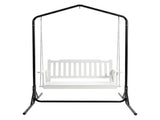 Gardeon Wooden 2-Seater Outdoor Swing Chair with Black Stand White Hanging Chair ODS-1956W-U-WH