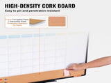 36"x 24" Monthly Calendar Whiteboard & Cork Board Combo with Aluminum Frame 2-in-1 Magnetic Dry V952-RMB36X24RLBBZZZDYV0