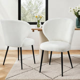 Artiss 2x Dining Chairs Sherpa Boucle Wing Back White UPHO-C-DIN-2514-WHX2