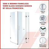 1000 x 900mm Frameless 10mm Glass Shower Screen By Della Francesca V63-831111