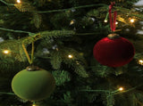 24pk Flocked Xmas Baubles Metal Cap, Royal Blue 8cm V1221-XM-LB083-007
