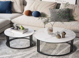 Stylish Round Nesting Coffee Tables with Metal Frame V767-JJ-XZ999-BLB