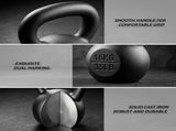 Everfit 16kg Cast Iron Kettlebell Powder Coating Flat Bottom Home Gym FIT-K-KB-IRON-16KG