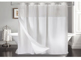 No Hooks Needed Linen Textured Curtain with Snap-in Fabric Liner Set,White Hotel Luxury Decor V1192-AZ-W-15353
