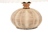 Pleated Table Lamp Soft Yellow Light Linen Lampshade Rattan Base Bedside Lamp for Bedroom Beige V1294-YM0901-3119250082812