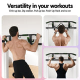 Multi-Grip Pull Up Bar Doorway Chin Up Horizontal Bar Home Gym Workout 101cm Length PUB-A-5006A-BK