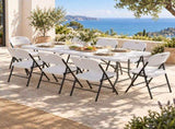 Gardeon 9PCS Outdoor Dining Set 180CM Folding Table and Chairs Patio Furniture White ODF-DIN-180PPCH-9PC-WH