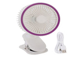 Fan with Clamp Quiet 360 Degree Rotation Rechargeable USB Portable Fan for Desk Bedside White V1294-YM0901-3113250077511