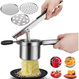 Potato Masher, Potato Masher With 3 Interchangeable Discs, Professional Stainless Steel V1188-MS-227-2105