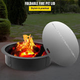 Fire Pit Lid Round 40 Inch Foldable Fire Pit Ring Snuff Cover 430 Stainless Steel Fire Pit Spark V952-GZZDSRSHPGZ40YC01V0