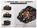 17 Inch Heavy Duty Tool Bag - 43cm Wide Open Mouth Organiser - Thickened Wear Resistant Oxford Cloth V888-ELOSUNG18538