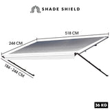 Shade Shield 17ft x 8ft Caravan Retractable Awning, Powder Coated 6063 Aluminium and Vinyl, for V219-VAWMANSS17KA