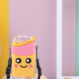 Portable Water Cup Cute Cartoon Design Large Capacity Plastic Water Bottle with Carry Cord Straw for V1294-YM0716-3118220096711