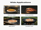 Pizza Stone, 381 mm Round Cordierite Pizza Stone, Extra Large Baking-Stone with Aluminum Peel, 17 mm V952-PSSJQSYX15INBTVJF001V0