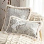 SOGA 2X 35cm Wabi-sabi Rectangular Raised Embroidery Leaf & Lumbar Throw Pillow FRENCHCUSHION261X2