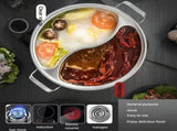32cm 316 Stainless Steel Twin Divided Hot Pot Silver V1142-LP1005006963475579
