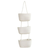 3 Tier Over the Door Hanging Storage Basket Cotton Rope Wall Mounted Organizer Detachable Foldable V1192-AZ-W-26451