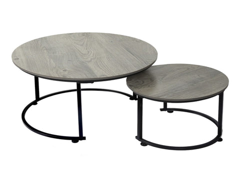 Levede Round Nesting Table Coffee Table Wood Side Table CH1156-60-GY_NZ