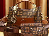 Women'S Handbag Set Monogram Handbag Three-Piece Handbag Set Australian Style - Brown - Size V1347-127-78611-BRN-25-11-19