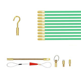 Fiberglass Fish Tape Cable Rods, Electrical Wire Running Pull/Push Kit with Hook and Hole Kit Glow V1369-AZ3-W-11605