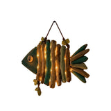 Wooden Fish Wall Hanging,14.96in Rustic Coastal Driftwood Decor with Warm LED Light,Handmade V1369-AZ3-W-14652