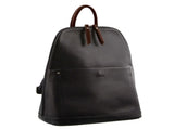 Milleni Ladies Genuine Italian Leather Backpack Bag Twin Zip - Black/Chestnut V563-NL-2442-BLK_CHESTNUT
