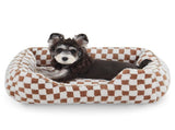 Dog Beds -Cute Cat Beds for Indoor Cats Calming Pet Beds, Rectangle Orthopedic Cuddle Puppy Bed with V1107-136-22944-BRN-M