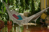 Outdoor undercover cotton Mayan Legacy hammock with hand crocheted tassels Queen Size Dream Sands V97-TDQDS