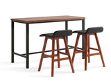 Artiss 3Pcs Bar Table and Stools Set Dining Desk Kitchen Chairs Cafe Pub Wood BA-TAB-SET-077-BK