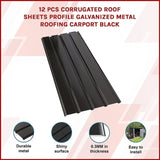 12 PCs Corrugated Roof Sheets Profile Galvanized Metal Roofing Carport Black V63-844551