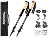 2-Pack Black Aluminum Alloy Telescopic Trekking Poles with Secure External Lock & Accessory V888-ELOSUNG49083