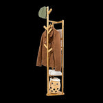 Clothes Coat Rack Garment Stand Shelf Wooden Tree Hanger Bag Hat Hook Holder V63-836771