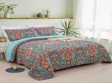 100% Cotton Aqua Coral Paisley Bloom Coverlet Bedspread Set V745-MMPAC060758Q13U