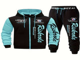 Men'S Hoodie Set Letter Print Hoodie Casual Sportswear Jogger Set Australian - Navy - Size 2XL V1106-M-APP-66132-NAVY-2XLAU2XLEU54