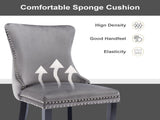 4x Velvet Upholstered Dining Chairs Tufted Wingback Side Chair with Studs Trim Solid Wood Legs for V226-SW8809GY-2