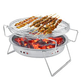 1 Piece Mini Charcoal BBQ Grill, Foldable Stainless Steel Round Camping Grill for Picnics, Patios V1189-LC-HW-00255