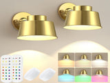 AIBOO Night Light Wireless Wall Light Indoor LED 2 Pack,Battery Operated Wall Lights Rechargeable V1171-CB-WL-MINI-G2-CCT-RGB-USB