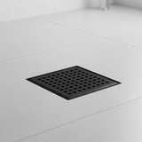15x15cm Square Shower Drain with Grid Pattern Grate Matte Black 304SS, CUPC Certified with Hair V63-955601