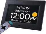 Black Crystal Clear 7-Inch Digital Day Clock with Auto Dimming & Voice Assist - Perfect for Seniors V888-ELOSUNG18095