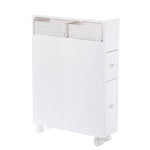 Removable Bathroom Side Cabinet Toilet Caddy with Storage Drawers- White V264-TAB-706C-WHE-NA-1