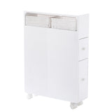 Removable Bathroom Side Cabinet Toilet Caddy with Storage Drawers- White V264-TAB-706C-WHE-NA-1