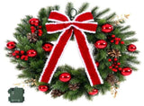 Jingle Jollys 60cm Pre-lit Christmas Wreath Garlands LED Light Front Door Decor Bow XM-WRE-BOWTIE-2FT-RD-LED