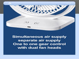Purple Dual Head USB Rechargeable Desk Fan - Portable Double Air Circulator V888-ELOSUNG22701