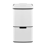 Devanti 72L Sensor Bin Rubbish Bins 4-in-1 Compartment Stainless Steel Trash Can White SB-E-3C-72L-WH