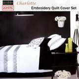 Ardor Charlotte White Quilt Cover Set QUEEN V442-INT-QUILTCS-CHARLOTTE-WHITE-QS