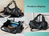Women Tote Bag Vintage PU Leather Shoulder Handbag with Zipper for Work School, 45x25x15cm, Black V1237-ZY-924-017